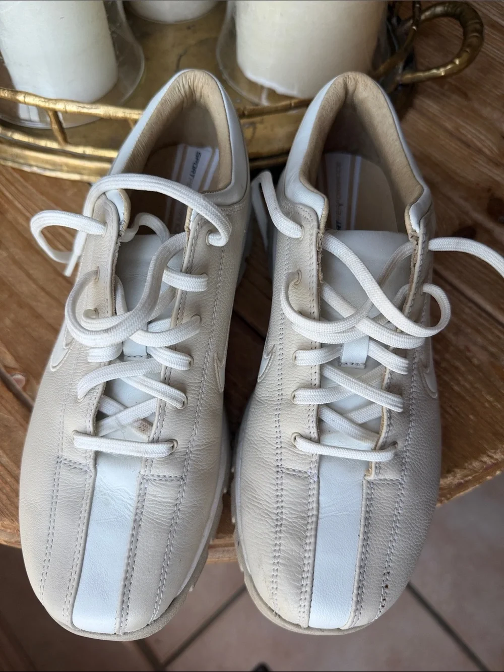 Nike Air Golf Giddy Up Women’s 6.5 Tan Cream Leather Spiked Golf Shoes